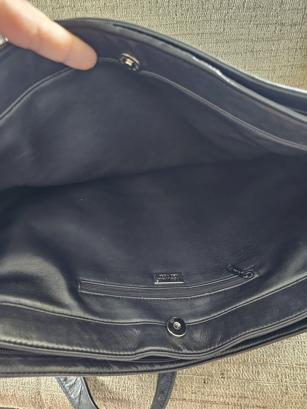 Vintage Perlina New York Black Leather Softside Briefcase Business Tote Unisex